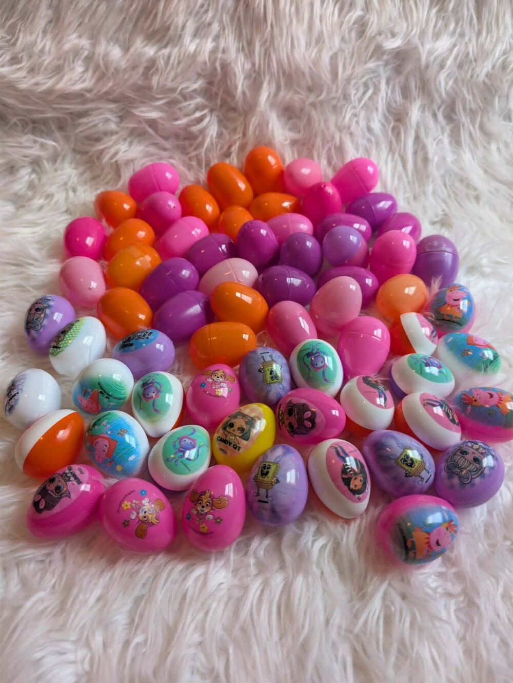 ✨69pc Toy Eggs - Assorted Pink, Purple, Orange & White -Kids Toys Easter Holiday